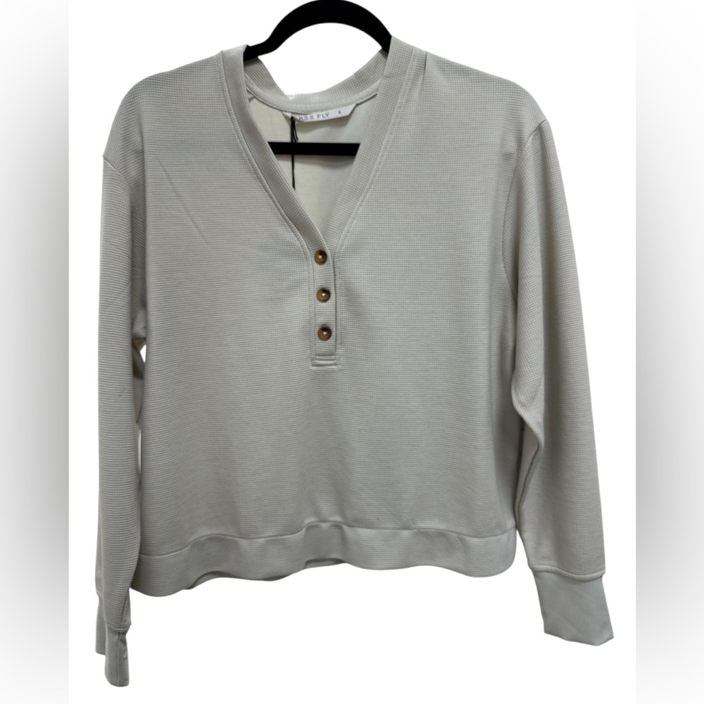 Free Fly Apparel Cream Button-Up Sweatshirt